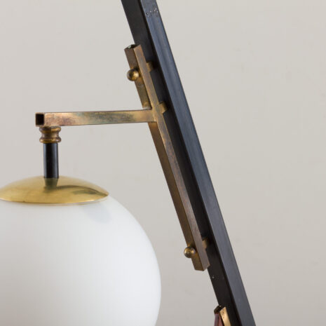 21087 Italian geometric floor lamp attr. to Stilnovo with 2 white glass shades-11 Italian geometric floor lamp attr