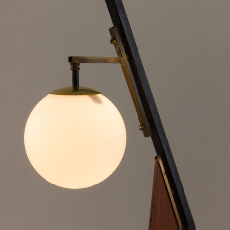 21087 Italian geometric floor lamp attr. to Stilnovo with 2 white glass shades-6 Italian geometric floor lamp attr