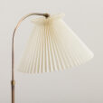 Danish brass floor lamp with Le Klint shade adjustable height  scaled