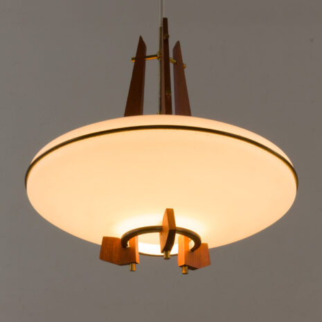 21095 UFO disc glass shade pendant lamp with teak and brass details, Denmark, 1960s-10 UFO disc glass shade pendant lamp with teak and brass details Denmark s scaled