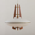 UFO disc glass shade pendant lamp with teak and brass details Denmark s scaled