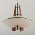 UFO disc glass shade pendant lamp with teak and brass details Denmark s scaled