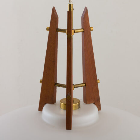 21095 UFO disc glass shade pendant lamp with teak and brass details, Denmark, 1960s-4 UFO disc glass shade pendant lamp with teak and brass details Denmark s scaled