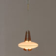 UFO disc glass shade pendant lamp with teak and brass details Denmark s scaled