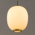 Orrefors Gubi style glass pendant with brass details  scaled