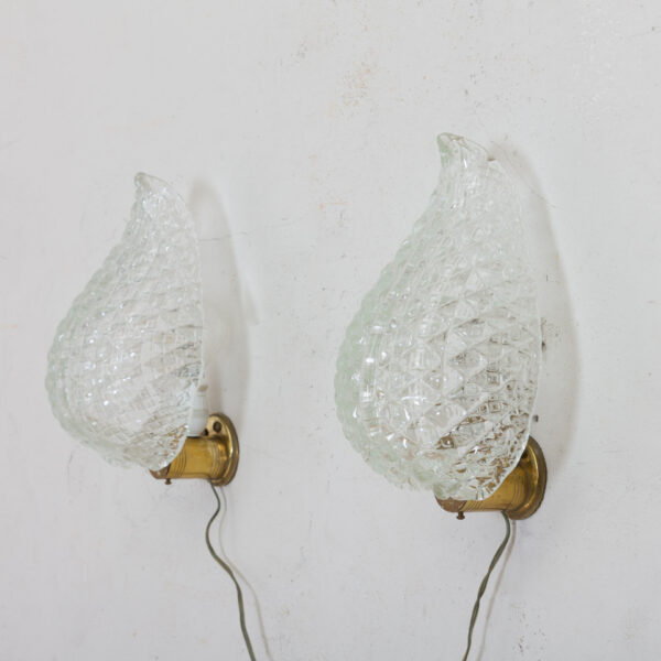 Barovier   Tosso wall lamps with Murano glass shades in leaf shape Italy s   scaled