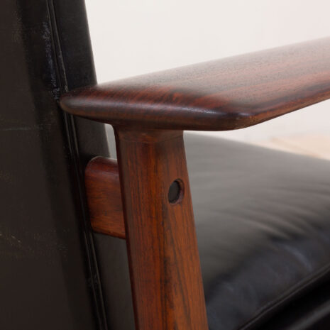 21118 Arne Vodder krzesło do biurka dla Sibast z drewna różanego i czarnej skóry, Dania 1960s-9 Arne Vodder executive desk chair for Sibast in rosewood and black leather Denmark s scaled
