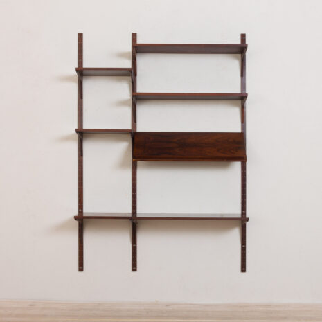 21059 rosewood wall unit with a desk and display shelf, mounted on veneered metal rails-4 rosewood wall unit with a desk and display shelf mounted on veneered metal rails scaled