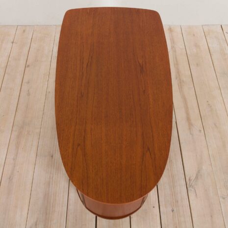 21073 Bullet shape teak Danish desk by H.P. Hansen-15 Bullet shape teak Danish desk by H