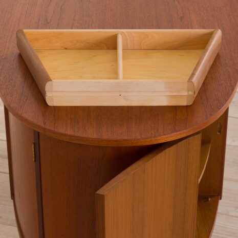 21073 Bullet shape teak Danish desk by H.P. Hansen-20 Bullet shape teak Danish desk by H