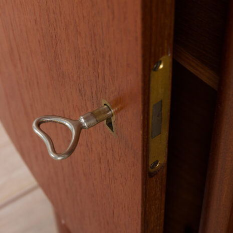 21073 Bullet shape teak Danish desk by H.P. Hansen-22 Bullet shape teak Danish desk by H