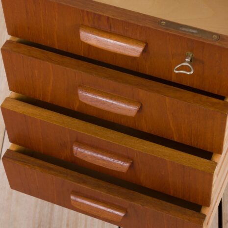 21073 Bullet shape teak Danish desk by H.P. Hansen-25 Bullet shape teak Danish desk by H