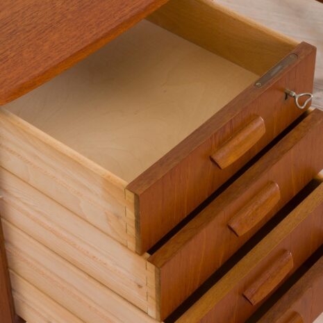 21073 Bullet shape teak Danish desk by H.P. Hansen-26 Bullet shape teak Danish desk by H