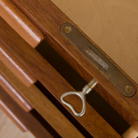 21073 Bullet shape teak Danish desk by H.P. Hansen-27 Bullet shape teak Danish desk by H