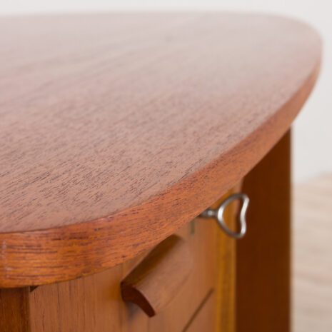 21073 Bullet shape teak Danish desk by H.P. Hansen-30 Bullet shape teak Danish desk by H