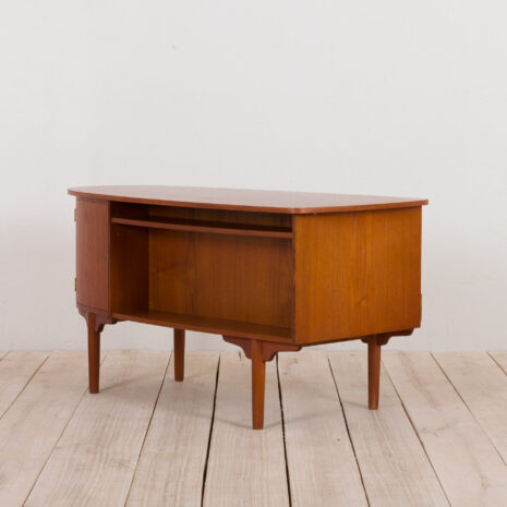 21073 Bullet shape teak Danish desk by H.P. Hansen-9 Bullet shape teak Danish desk by H