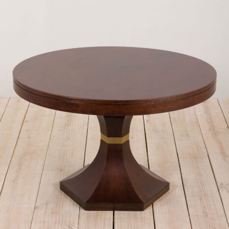 2109 Table ronde en palissandre de style Carlo di Carli avec base hexagonale, Italie, années 1960-6 Carlo di Carli style rosewood round table with hexagonal base Italy s scaled