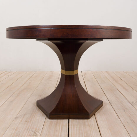 2109 Table ronde en palissandre de style Carlo di Carli avec base hexagonale, Italie, années 1960-8 Carlo di Carli style rosewood round table with hexagonal base Italy s scaled