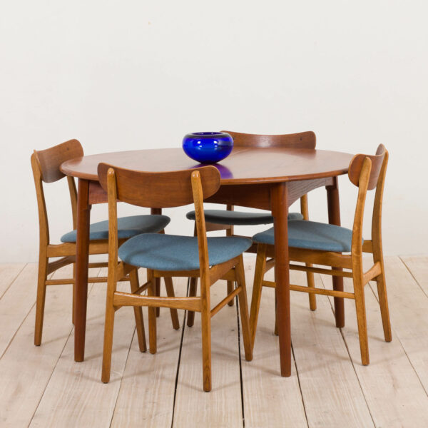 Vintage round teak extension table Denmark s   scaled