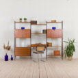 Italian teak wall unit with a desk and bar cabinet secretarie s scaled