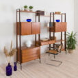 Italian teak wall unit with a desk and bar cabinet secretarie s scaled