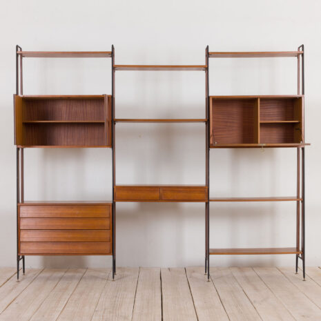 21125 Italian teak wall unit with a desk and bar cabinet-secretarie, 1960s-5 Italian teak wall unit with a desk and bar cabinet secretarie s scaled