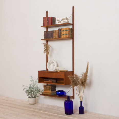 21128 Vintage entry chest teak wall unit with shelves in Cadovius Sorensen style-2 Vintage entry chest teak wall unit with shelves in Cadovius Sorensen style scaled