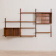 Royal Cadovius teak wall unit with a secretary and glass cabinet and shelves scaled