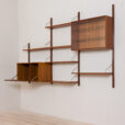 Royal Cadovius teak wall unit with a secretary and glass cabinet and shelves scaled