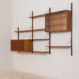 Royal Cadovius teak wall unit with a secretary and glass cabinet and shelves scaled