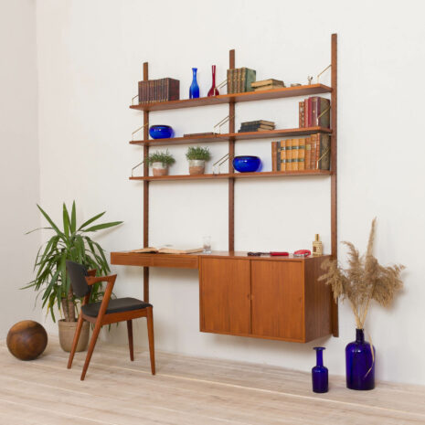 21129 Royal Cadovius 2 bay wall unit with a desk and a cabinet-2 Royal Cadovius bay wall unit with a desk and a cabinet scaled