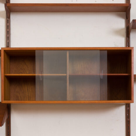 21139 Kai Kristiansen teak wall unit with a desk and two cabinets, 3 bay shelving, Denmark, 1960s-15 Kai Kristiansen teak wall unit with a desk and two cabinets bay shelving Denmark s scaled