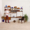 Kai Kristiansen teak wall unit with a desk and two cabinets bay shelving Denmark s scaled
