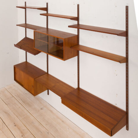 21139 Kai Kristiansen teak wall unit with a desk and two cabinets, 3 bay shelving, Denmark, 1960s-22 Kai Kristiansen teak wall unit with a desk and two cabinets bay shelving Denmark s scaled