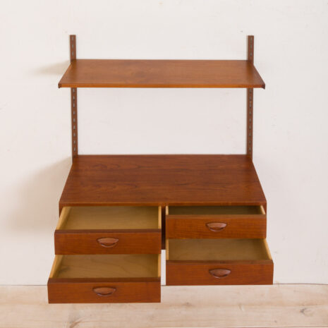 21142 Kai Kristiansen entry chest wall unit in teak, shelving, Denmark, FM Mobler, 1960s, -10 Kai Kristiansen entry chest wall unit in teak shelving Denmark FM Mobler s scaled
