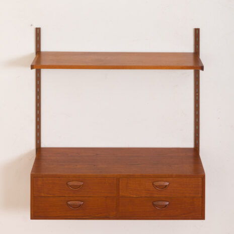 21142 Kai Kristiansen entry chest wall unit in teak, shelving, Denmark, FM Mobler, 1960s, -11 Kai Kristiansen entry chest wall unit in teak shelving Denmark FM Mobler s scaled