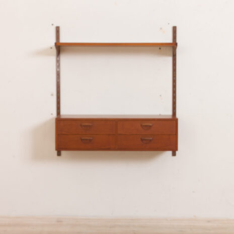 21142 Kai Kristiansen entry chest wall unit in teak, shelving, Denmark, FM Mobler, 1960s, -5 Kai Kristiansen entry chest wall unit in teak shelving Denmark FM Mobler s scaled