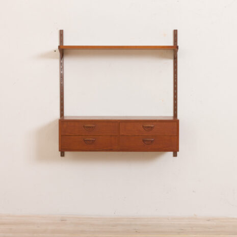 21142 Kai Kristiansen entry chest wall unit in teak, shelving, Denmark, FM Mobler, 1960s, -6 Kai Kristiansen entry chest wall unit in teak shelving Denmark FM Mobler s scaled