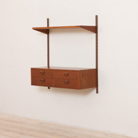 21142 Kai Kristiansen entry chest wall unit in teak, shelving, Denmark, FM Mobler, 1960s, -7 Kai Kristiansen entry chest wall unit in teak shelving Denmark FM Mobler s scaled