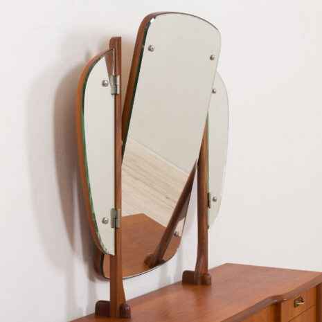 21147 Scandinavian mid century teak vanity with brass handles and adjustable mirror-14 Scandinavian mid century teak vanity with brass handles and adjustable mirror scaled