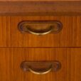 Scandinavian mid century teak vanity with brass handles and adjustable mirror scaled