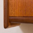 Scandinavian mid century teak vanity with brass handles and adjustable mirror scaled