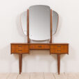 Scandinavian mid century teak vanity with brass handles and adjustable mirror scaled