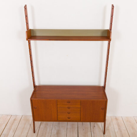 21149 Ergo Wall Unit in teak with floating sideboard and a shelf by John Texmon for Blindheim Møbelfabrikk, mid century modular shelving, 1960s-16 Ergo Wall Unit in teak with floating sideboard and a shelf by John Texmon for Blindheim Mobelfabrikk mid century modular shelving s scaled