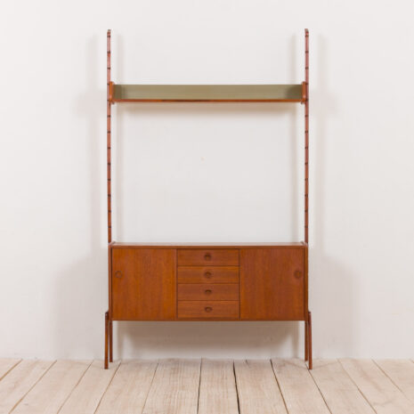 21149 Ergo Wall Unit in teak with floating sideboard and a shelf by John Texmon for Blindheim Møbelfabrikk, mid century modular shelving, 1960s-3 Ergo Wall Unit in teak with floating sideboard and a shelf by John Texmon for Blindheim Mobelfabrikk mid century modular shelving s scaled