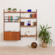 Ergo Wall Unit in teak with shelves and a cabinet by John Texmon for Blindheim Mobelfabrikk bay modular shelving system s scaled