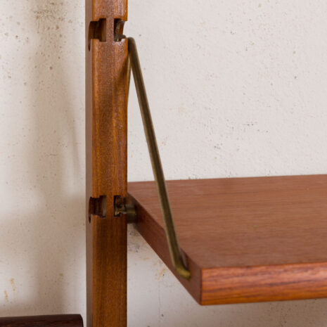 21152 Ergo Wall Unit in teak with 6 shelves and a cabinet by John Texmon for Blindheim Møbelfabrikk, 2 bay modular shelving system, 1960s-11 Ergo Wall Unit in teak with shelves and a cabinet by John Texmon for Blindheim Mobelfabrikk bay modular shelving system s scaled