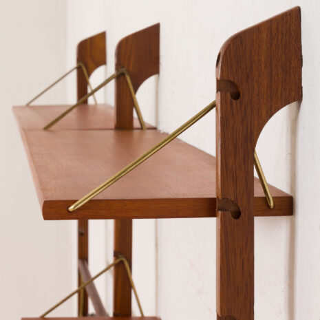21152 Ergo Wall Unit in teak with 6 shelves and a cabinet by John Texmon for Blindheim Møbelfabrikk, 2 bay modular shelving system, 1960s-19 Ergo Wall Unit in teak with shelves and a cabinet by John Texmon for Blindheim Mobelfabrikk bay modular shelving system s scaled