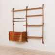 Ergo Wall Unit in teak with shelves and a cabinet by John Texmon for Blindheim Mobelfabrikk bay modular shelving system s scaled