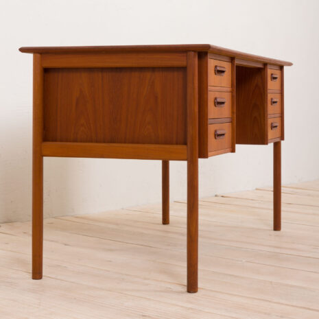 21163 Danish mid century modern desk in teak with 6 drawers, 1960s-14 Danish mid century modern desk in teak with drawers s scaled